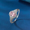 wholesale 925 Silver New Jewelry Pink Diamond Ring Simulated Diamond Ring Cluster Setting 5*7mm Pink Diamond Women's Ring-0-2