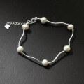 wholesale S925 Silver Pearl Curved Tube Bracelet Wave Small and Exquisite Luxury for Best Friend Women's Jewelry S6416-0-0