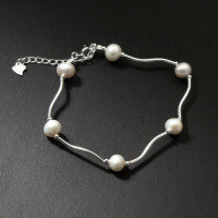 wholesale S925 Silver Pearl Curved Tube Bracelet Wave Small and Exquisite Luxury for Best Friend Women's Jewelry S6416-S925 Silver Bracelet 925 Silver