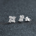 Sterling Silver Moissanite Earrings, Rectangular Design, Wholesale for Cross-Border-0-0