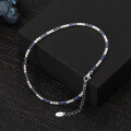 wholesale S925 Sterling Silver Ankle Chain with Blue and White Zircon, Fashionable and High-End, Manufacturer Wholesale-0-3
