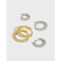 wholesale S925 Sterling Silver Korean Version Ins Minimalist Design Versatile Mini Micro-Set Zirconia Textured Ear Clips for Women-Platinum #5mm