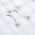 wholesale S925 silver six-prong earrings with tassel, elegant and high-end moissanite ear thread earrings for women-0-3