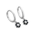 wholesale S925 Sterling Silver Floral Pendant Hoop Earrings with Sweet and Delicate Petal Diamond Accents in Ins Style-0-8
