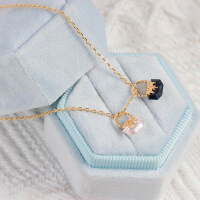 wholesale S925 Sterling Silver Gold-Plated Japanese New NOJES Style Pendant with Amethyst Stone Small Bag Charm DIY Versatile Earrings-Lavender Quartz Bag Pendant 925