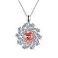wholesale 925 Silver New PADPARADSCHA 7*9 Oval Pendant Necklace for Women, European and American Luxury Inlaid, Ins Style-0-4