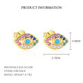 wholesale Metal, Cross-border Evil Eye Studs, Colored Zircon, Turquoise, European And American Minimalist Earrings, Retro Fashion, Personalized Jewelry-0-1