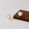 wholesale S925 Sterling Silver Freshwater Pearl Ear Cartilage Stud Ins Style Small Flower Design Earrings for Sleeping M06545-0-2