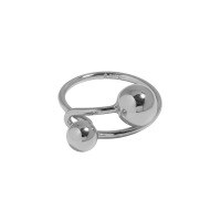 wholesale S925 Sterling Silver Geometric Sphere Minimalist Versatile Smooth Finish Open Ring for Women, Korean Version Ins Niche-YH434【White Gold】 Adjustable opening