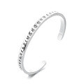 wholesale Silver Metal Retro Aged Craft Ancient Style Six-Character Mantra Simple Adjustable Open Bangle for Women-0-5