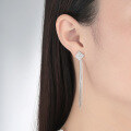 wholesale S925 Sterling Silver Moissanite Diamond Fringe Earrings, High-End Two-Way Wear Square Earrings, Luxury Versatile Accessory-0-3