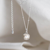 wholesale S925 Sterling Silver Fresh and Sweet Ins Style Niche Design Shell Pearl Necklace Y01690-S925 Silver Necklace 925 Silver
