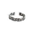 wholesale S925 Silver AR932 Korean-style Fashionable Vintage Distressed Rope Open Ring-0-4