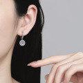 wholesale 925 Sterling Silver Moissanite Round Fashion Earrings for Women, Minimalist Fringe Circle Stud Earrings-0-3
