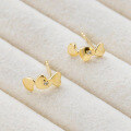 wholesale 9k Gold Japanese Spring Retro Luxury Style Love Heart Moissanite Stud Earrings-0-2