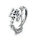 wholesale S925 Sterling Silver Minimalist Antique Thai Silver Love Ring Gift for Girlfriend Chain Link Open Ring-0-4