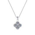 Sterling Silver Moissanite Four-Leaf Clover Pendant Necklace-0-3
