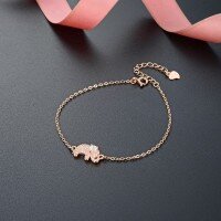 wholesale S925 Silver Cross-Border Minimalist Style Rose Gold-Plated Zircon Elephant Trendy Bracelet for Women-Bracelet>925 Silver