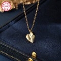 wholesale S925 Sterling Silver 3D Heart-Shaped Pendant Necklace, Exquisite, Sweet, Lovely, Vintage, and Luxurious Peach-Inspired Collarbone Chain-0-2