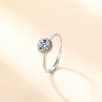 wholesale Sterling Silver Cross-Border Best-Selling D Color Moissanite Ring for Women, Minimalist Design, Light Luxury Gift for Girlfriend Fashion Jewelry-JZ011765 (with Moissanite certificate)  Adjustable opening