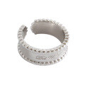 wholesale S925 Sterling Silver HJZ475 Korean Style Fashion CHIC Minimalist Beaded Edge Wide Band English Open Ring-0-4