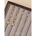 wholesale S925 Sterling Silver Cross Star Earrings with Zircon, Elegant and Versatile-0-0