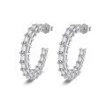wholesale 925 Sterling Silver Earrings for Women, Bold and Exaggerated Design, Luxurious Princess Cut Zircon, Silver Needle Earrings for Women-0-5