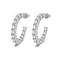 wholesale 925 Sterling Silver Earrings for Women, Bold and Exaggerated Design, Luxurious Princess Cut Zircon, Silver Needle Earrings for Women-DY110352-SW-WH 925 silver