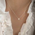 wholesale S925 Sterling Silver Korean Version Small Silver Bean Necklace for Women, Exquisite, Fresh and Simple, Versatile Best Friend Collarbone Chain-0-2