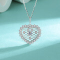 wholesale Silver Moissanite Heart Necklace Zircon Pendant Fashion Jewelry Simple Micro-Paved Choker Wholesale-0-0