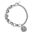 wholesale S925 Sterling Silver SLB0013 Korean Version Ins Small Design Retro Vintage Textured Portrait Round Plate OT Buckle Bracelet for Women-0-5