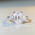 wholesale S925 Sterling Silver 4-Carat Emerald Cut Ring Women High-End Ins Style Square Sugar Prong Setting Zircon Ring Wholesale-0-3
