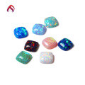 wholesale S925 Metal Synthetic Opal Fat Square Opal Jewelry Stone Flat Bottom Cabochon Japanese Style Opal-0-4