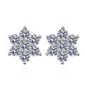 wholesale PT950 Gold Plated 925 Sterling Silver Earrings Women Moissanite Snowflake Earrings Small and Exquisite Ready to Wholesale-0-4
