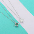 wholesale S925 Sterling Silver Moissanite Emerald Square Necklace, Light Luxury Minimalist Fashion Choker for Women, Versatile Pendant-0-2