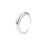 wholesale 925 Sterling Silver Minimalist Stacking Ring, Ins, Retro Open Adjustable Finger Ring For Women-K916-White Gold Adjustable opening