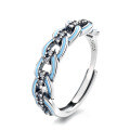 wholesale S925 Cuban chain design colorful ins-style resin inlaid zircon ring trendy Korean-style ring-0-4