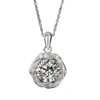 Cross-Border 925 Sterling Silver Full Windmill Moissanite Necklace-[Super Sparkling Zircon] 2 Carat Necklace  925 Silver