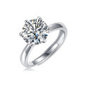wholesale S925 Silver Genuine D Color Moissanite Ring, 1 Carat, Engagement Wedding Proposal Couple Women's Ring, Colorfast-0-23