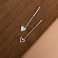 wholesale S925 Sterling Silver Fresh and Sweet Ins Style Small Asymmetrical Diamond-Inlaid Hollow Heart Ear Thread M05826-0-4