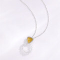 wholesale S925 Sterling Silver Cross-Border Ins Style Small Triangle Yellow Shell Circle Necklace Versatile Gift for Girlfriend Collarbone Chain-0-1