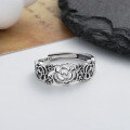 wholesale S925 sterling silver vintage ethnic-style hollow-out rose flower ring, artistic and classical niche accessory-0-1