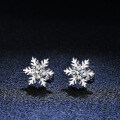 Sterling Silver Snowflake Earrings with Moissanite for Women-0-4