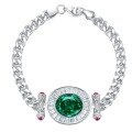 wholesale S925 Silver New Style 10*12 Paraiba Green Cuban Chain Bracelet for Men and Women-0-4
