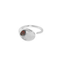 wholesale S925 Sterling Silver Korean Version Ins Small and Unique Design, Versatile and Elegant Trumpet Flower Micro-Paved Zircon Open Adjustable Ring for Women-Silver [Pomegranate Red] Opening adjustable