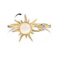 wholesale S925 Sterling Silver Euro-American Cross-Border INS Style Diamond-Inlaid Peach Blossom Stress-Relief Rotating Series Versatile Design Women's Ring-DY120856-SG-WH Adjustable opening