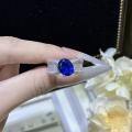 Gold-Plated Sterling Silver Light Luxury Retro 8*10mm Lab-Grown Oval Gemstone Ring-0-7