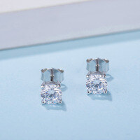 wholesale S925 Sterling Silver Fashion Earrings and Necklace Set with Four-Prong Setting and D Color Moissanite-0.5ct Moissanite Earrings 925 Silver
