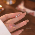 wholesale S925 Sterling Silver Bow Ear Studs Women Ins Minimalist Style Micro Inlaid Simple Fashion Ear Piercing Student Earrings Wholesale-0-1