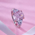 wholesale S925 Silver Imported High Carbon Diamond 8*10mm Pink Diamond Ring for Fashionable OL Women Cross-border-0-2